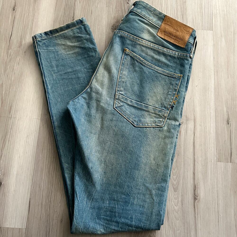 Scotch & Soda Amsterdams Blauw Men’s 29x32 Distressed Blue Jeans Ralston SlimFit
